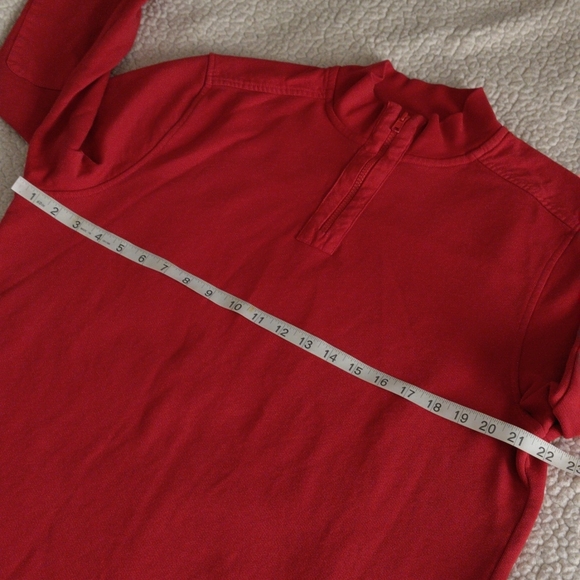 Untuckit Medium Wolfred Red Quarter Zip Elbow Patch 100% Cotton Pullover - Picture 7 of 17